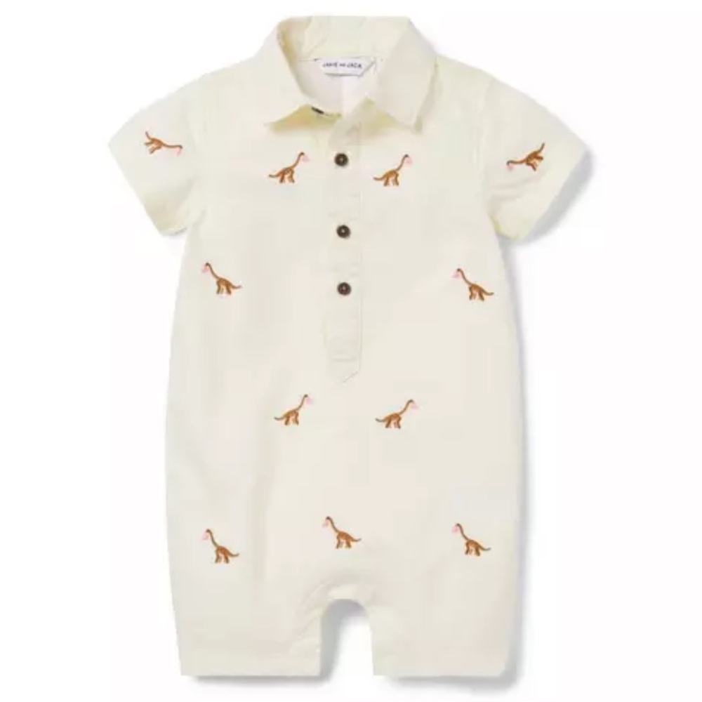Janie and Jack Cream Dinosaur Bodysuit